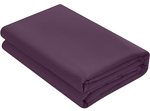 HOME ACE Non Iron Percale Flat Sheet King Size Bed Plum, 180 Thread Count 100% Poly Cotton Top Sheets Kingsize Bedding, Polycotton Plum King Size Bed Sheet, Kingsize Bed Cotton Flat Sheet