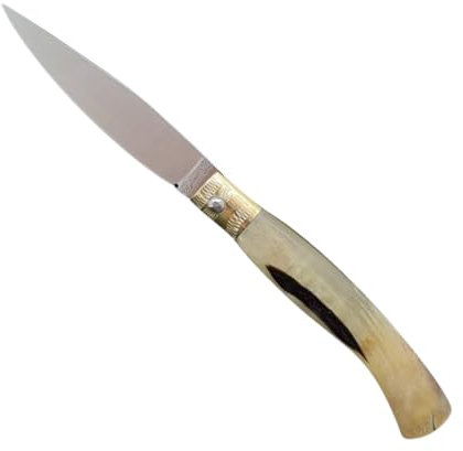 is lunas Coltello Da caccia Sardo PATTADA Artigianale TASCABILE MANICO IN CORNO SARDEGNA da COLLEZIONE Coltelli sardi artigianali coltellino fatto a mano (Manico 10,2cm Lama 8,2 cm Aperto 18,5 cm)