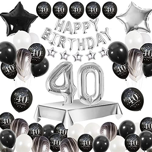 40 Geburtstag Deko Schwarz Weiß 40. Geburtstag Dekoration Luftballon 40. Geburtstag Deko 40 Jahr Geburtstagdeko 40 Geburtstag Mann Frau Geburtstagsdeko 40 Happy Birthday Luftballon Tischdecke Mehrweg