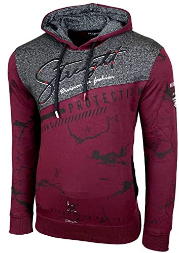 Baxboy Herren Pullover Hoodie Sweatjacke Longsleeve Sweatshirt Jacke Langarm Kapuzenpullover Hoody Sweater 2628, Farbe:Bordo, Größe:XL