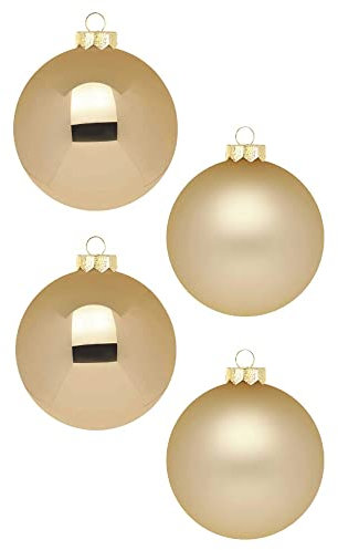 Weihnachtskugeln 12 STK 8cm | Schöne Christbaumkugeln aus Glas | Große Kugeln in Karton-Box | Christbaumschmuck Weihnachtsbaumschmuck Weihnachtsbaumkugeln (Brokatgold | Gold Glanz Matt)