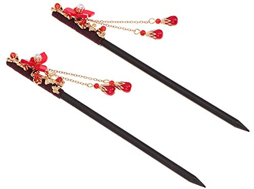 2Pcs Palos de Pelo Japoneses de Pelo con Borla Hecha a Mano Chino Pelo Palillo Palillo Accesorios para El Cabello para El Pelo Largo