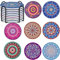 Mandala-Untersetzer, 8 Stück, Keramik, runde Getränkeuntersetzer mit Halter, Zuhause, Küche und Bar – 10 cm