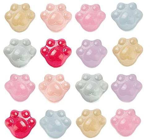 LiQunSweet 40 Stück 8 Farben Katze Hund Pfotenabdruck Fußabdruck Kralle Nohole Charms mit Glitzerpuder oder Handyhülle Haarnadel Schmuckherstellung