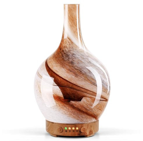 Porseme Aroma Diffuser Luftbefeuchter,150ml Handgeblasen Luftbefeuchter Ultraschall Leise 7 farbwechselnde LEDs,Diffuser für Ätherische Öle Raumbefeuchter BPA Frei für Wohnung SPA mit Timer (Desert)