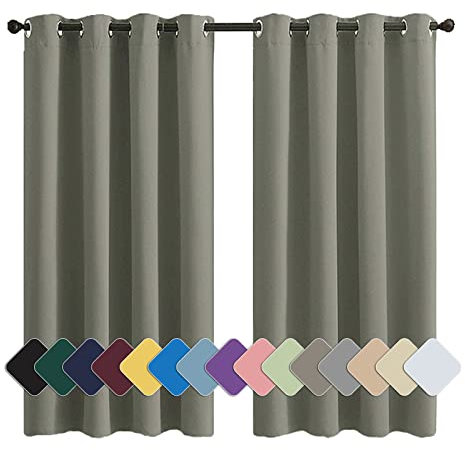 MENGH Lichtundurchlässige Vorhang Thermosvorhang Blickdicht Thermo Schalldämmend, für Schal Schlafzimmer Kinderzimmer Wohnzimmer gelb-grau 1 Stück, 183x132cm(HxB)