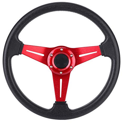 Akozon Volante per Auto, 14in Volante alla Deriva per Auto da Corsa Volante Sportivo Universale per Sterzo per Auto Modificato (Rosso)