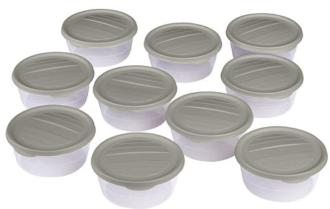RoyalFay® Pizzaballenbox Piccolo 10er Set – Gärboxen mit Deckel Farbe Granit – lebensmittelechte Mealprepbox für Pizzateigballen & Zutaten – stapelbar, BPA-frei & Made in EU