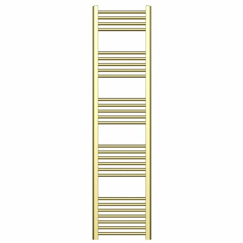 300mm Wide Shiny Gold Heated Bathroom Towel Rail Radiator For Central Heating UK (300 x 1600 mm (h))