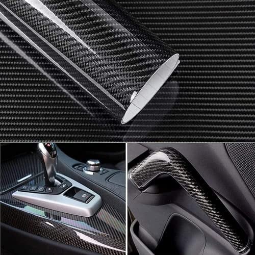 Arespark 6D Carbon Fiber Vinyl Self Adhesive Film, Waterproof Wrap Roll Without Bubble, Adapted to The Appearance and The Interior of Motorcycles, Computers, Cars (6D Black, 30cm x 300cm)