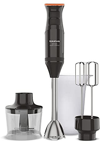 Taurus BAPI 1200 Rocket - Batidora de mano 1200W | Regulador de 20 velocidades ajustable | Función Turbo | Cuchillas de acero inoxidable | Doble batidor | Diseño ergonómico | Vaso medidor 500 ml