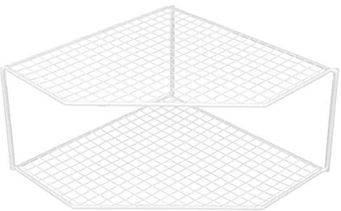 BESTonZON Corner Pan Rack Sink Convenient Pan Rack Floor Pan Organizer Table Top Organizer 2-tier Pan Shelves