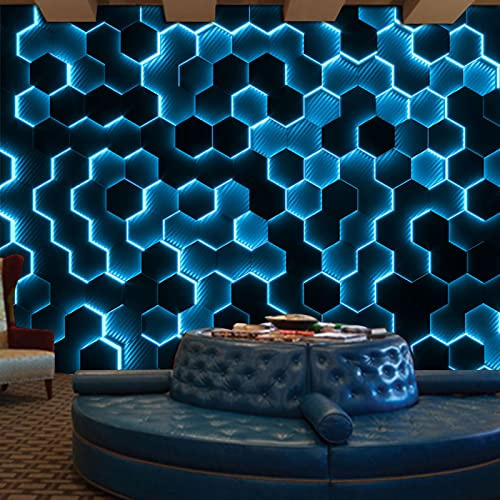 XLMING Entreprise Bureau Bureau Style Industriel Fond Peinture Murale Gaming Hôtel Technologie Géométrique Fond Mur Décoratif Papier Peint-350cm×256cm
