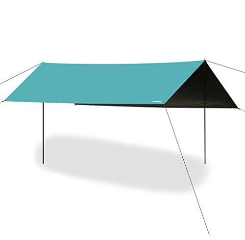KEEYTT Zeltplane Tarp 3x5 m Camping -TARP -Schutz mit Stangen UV Schutz und PU 2000mm wasserdicht, leicht for Camping, Rucksack und Outdoor -Abenteuer für Camping Wandern Backpacking Outdoor Sport