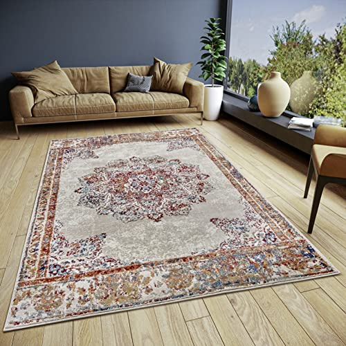 Hanse Home Maderno Orientalischer Teppich – Läufer Orientalisch klassisch dicht gewebt mit Ornamenten Vintage-Look Weicher Kurzflor für Schlafzimmer, Esszimmer, Wohnzimmer, Flur – Creme, 140x200cm