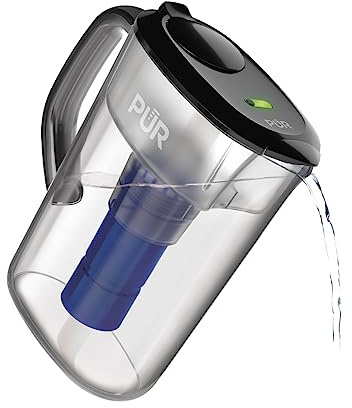 PUR 7-Cup Water Filter Pitcher with 1 Genuine PUR Filter, 3-in-1 Powerful Filtration, BPA Free, Dishwasher Safe, Smoke, PPT710BA