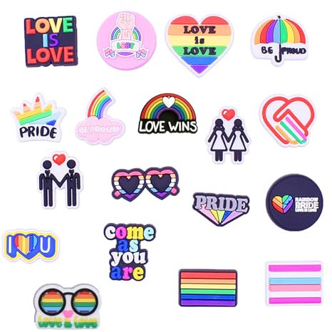 18 Pi?¡ì?¡ìces Lgbt Chaussures Pins,Arc en Ciel Bijoux Decoration pour Chaussure DIY?¨º?PVC Charmes Chaussure Accessoire