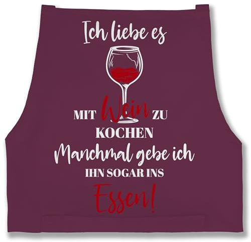 Shirtracer Schürze - Kochschürze - Erwachsene - Ich liebe es mit Wein zu kochen - 85x69 - Aubergine - kochschuerze damen lustig küchenschürze geschenk lustige männerschürzen geschenke