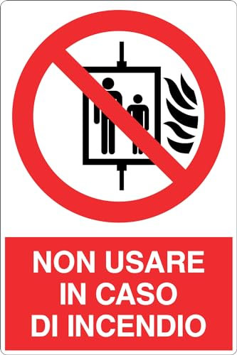 GLOBAL CARTELLO SEGNALETICO - NON USARE IN CASO DI INCENDIO - Adesivo Extra Resistente, Pannello in Forex, Pannello In Alluminio (10x15 cm, Plastica)