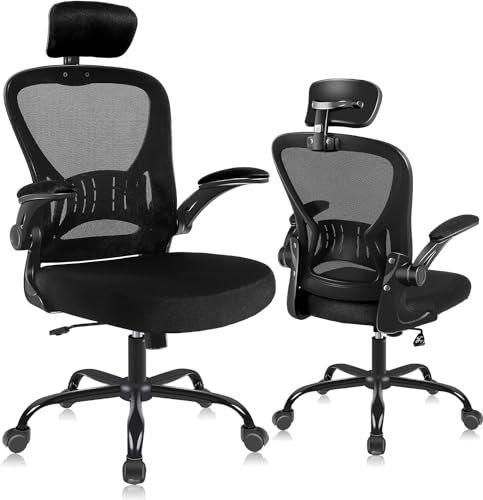 ralex-chair Bürostuhl, Ergonomischer Schreibtischstuhl, Bequem, Höhenverstellbar mit Rollen, Lordosenstütze, Netz, Drehbar, für Computer, Heimbüro, Arbeitszimmer, Schwarz