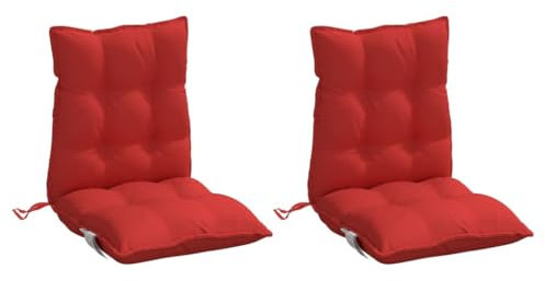 vidaXL Niedriglehner Auflagen 2 STK., Gartenstuhlauflagen mit Bänder, Sitzauflagen Polster für Gartenstuhl, Polsterauflagen, Rot Oxford-Gewebe