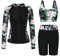 Women High Rise Swim Shorts Full Coverage Swimming Suits Three Piece Swimsuit Set Floral L