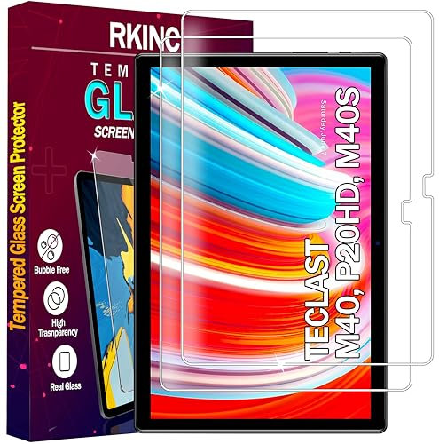 RKINC Verre Trempé [Lot de 2] pour Teclast M40 / Teclast P20HD / M40 Pro/ M40S 10.1, Film Protection écran, Dureté 9H 0,33 mm HD Glass [sans Bulles d'air][Résistant aux rayures][Garantie à vie]