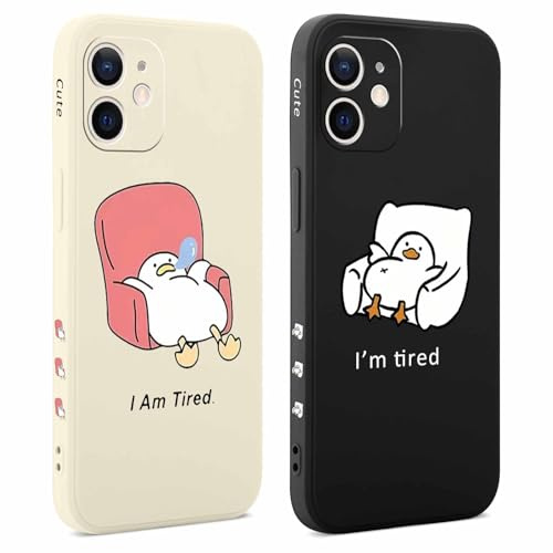 Coiwxmoi 2 Stück Hülle für iPhone 12 mini 5,4 Zoll, Aesthetic Muster Design Mädchen Frauen Handyhülle, Weich Silikon Slim Motiv Stoßfest Case Kratzfeste Süßes Schutzhülle für iPhone 12 mini, Ente