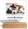Personalisiertes Foto Geschenk für Hundebesitzer: Acrylaufsteller mit eigenem Bild, Geschenke für Hundeliebhaber Gedenktafel Haustiere- Acrylglas inkl. Holzsockel - 15x18 cm (Hund Herum)