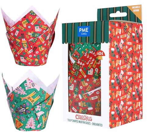 PME Tulipas Navideñas para Muffins - Encantado (Set de 24)
