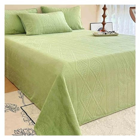 Winter Thermo Fleece Bettlaken Flausch Flanell Fleece Betttuch ohne Gummizug Haustuch viele Größen und Farben(Green,200x230cm)