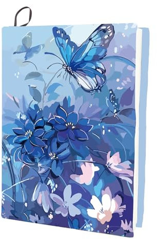 CRASPIRE Dehnbarer Buchumschlag Mit Schmetterlingsmotiv Blume Waschbar Elastisch Große Buchhülle Aus Nylon Blau Wiederverwendbarer Buchschutz Notizbuchumschläge Für 9x11 Zoll Hardcover Bücher Lehrbuch