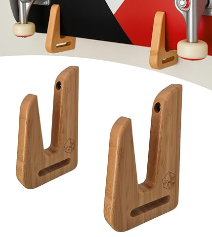 Enhanc3d Designs Skate-Wandhalter aus Bambusholz – Moderner und robuster Design – Skateboard-Wandhaken – Longboard-Wandhalter – In Europa entworfen.