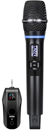 YIWEOG Système de Microphone sans Fil récepteur avec Micro Portable UHF Fonction Anti-hurlement et réverbération pour cinéma Maison karaoké Discours d'église Mariage fête Chant Microphone sans Fil