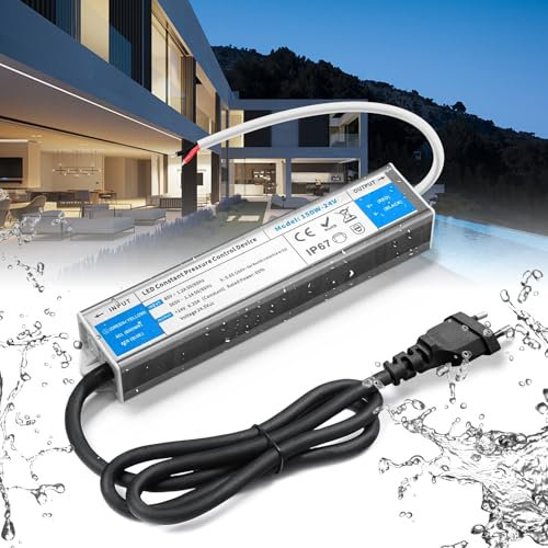 BRIMETI LED Trafo 24V 150W Wasserdicht IP67 LED Treiber Netzteil 6,25A Mit Stecker Schaltnetzteil Transformator AC 230V auf DC 24 Volt Außenbereich, Kompakter Dünner Konstantspannung Niedervolttrafo