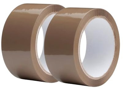 Shop Select® Brown Packing Tape - Heavy-Duty Parcel Tape Roll (48mm x 60m) | Low Noise, Waterproof, Strong Adhesive Tape for Shipping, Moving Boxes, and Storage (2)