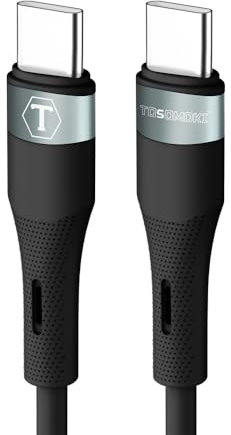 Tosomoki - 1M Type C to Type C Cable, USB C to USB C PD Fast Charging Charger Lead for Samsung Galaxy S21 Ultra S20/Note 20 5G/Note10,iPad Pro 2021,MacBook,Google Pixel4/3a - Black