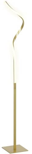 HOMCOM Stehlampe Dimmbar LED Stehleuchte mit Fußschalter, 3 Einstellbare Helligkeit, Wohnzimmer Standleuchte im Spiraldesign Modern 146 cm Stehleuchte für Schlafzimmer, Gold