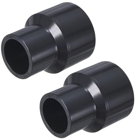 M METERXITY 2-Pack Reductor de Tubería UPVC, Acoplador Reductor de 1-1/2x1 Programa 80 Conector Recto de Tubería PVC para Línea de Agua [Gris]