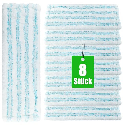 8 Stück Ersatz-Wischbezüge für Leifheit Profi XL Micro Duo / Profi XL Cotton Plus, 2-Faser-System Bodenwischer Ersatzbezug für Alle Böden, Ideale Schmutzaufnahme & Starke Wasseraufnahme