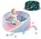 COSTWAY Piscine à Balles Phosphorescente en Mousse Enfant 86x30cm avec 200 Balles Océaniques, Fosses à Balles Ronde Bébé avec Motif Licorne & Tissu en Flanelle, Rose