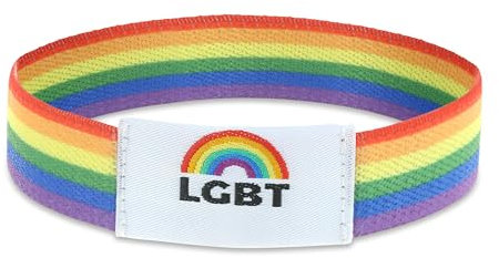 Made by Nami Regenbogen Armband Elastisch LGBTQ Armband Stoff Queer Gay Trans Pride Festival Schmuck (Weiß)