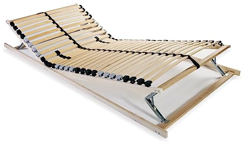 NUMNBE Lattenrost 80x200 cm verstellbar Buche Massivholz 28 Latten mit Härtegradregulierung Mittelstreifen Gummiauflagen für Matratze Schlafzimmer