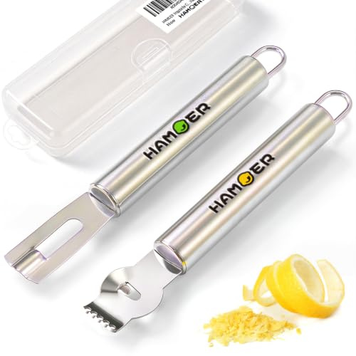 HAMOER Lemon Zester Grater Channel Knife Handheld for Bar Kitchen full Stainless Steel tool set