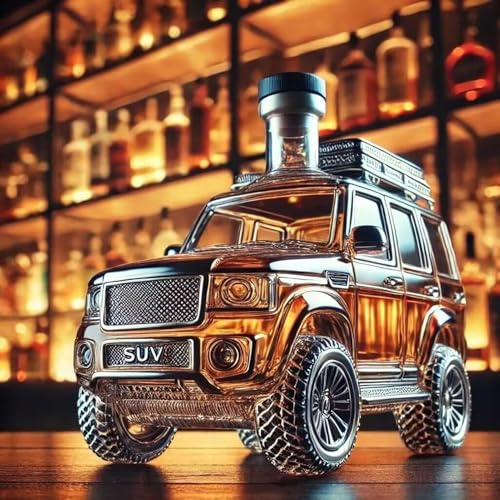 Whiskey Decanter - Whiskey Bottle, Retro Vintage Car Whiskey Decanter Statue, A Symbol of Sentiment, Made of Pure Handmade Lead-Free Glass, A Practical Toy for Men