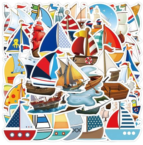 Cartoon-Segelboot-Aufkleber für Wasserflasche, Notizbuch, Helm, Gepäck, Auto, Fahrrad, Laptop, Sammelalbum, Motorrad, Gitarre, Computer, Tagebuch, lustige, wasserdichte Aufkleber für Teenager, Kinder