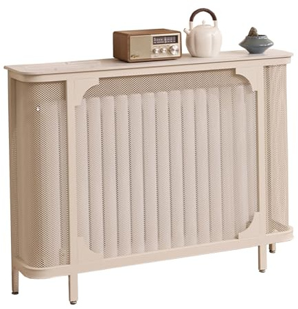 LXRHLIKG Radiator Cover, Curve Heater Covers for Radiators, Hollow Metal Decorative Cabinet, Hide Cluttered Pipes, for Living Room Bedroom Hallway(White,80x80cm/31x31in)
