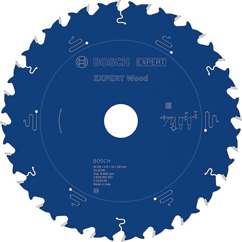 Bosch 1x Expert Wood Corded Circular Saw Blade for Table Saw | for Softwood, Hardwood, Ø 216 mm, Professional Accessory Table Corded Circular Saw, Stationary Table Saw