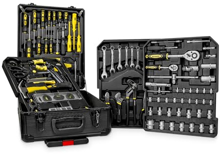 Wintem - Trolley Porta Attrezzi CraftyCart 699 Pezzi con Vassoi Organizzativi e Manico Telescopico, Cassetta Compatta per Uso Professionale e Domestico, Utensili in Acciaio Resistenti