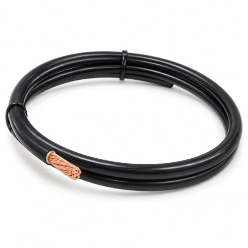 Dun-Bri 10.0mm² Single Core Thin Wall Automotive Cable, Black, 4m, Stranded Copper PVC Wire for 12V/24V Vehicle Wiring